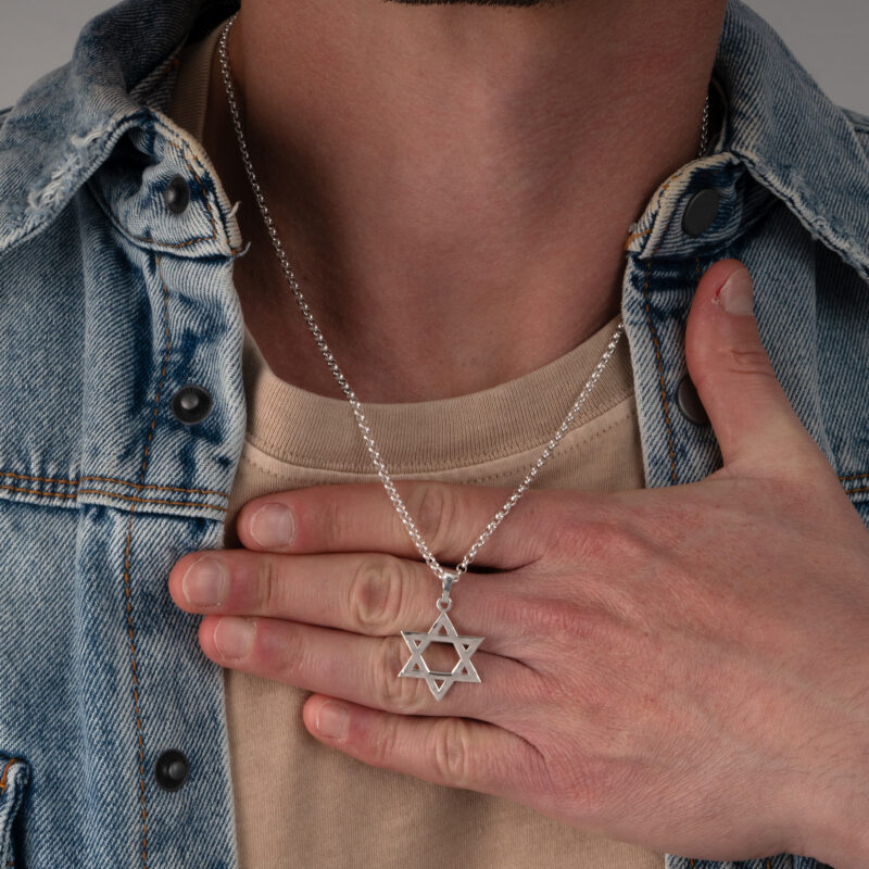 ⁦שרשרת מגן דוד מרוקע לגבר⁩ – תמונה ⁦5⁩