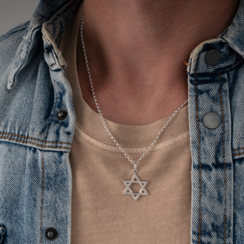 ⁦שרשרת מגן דוד מרוקע לגבר⁩ – תמונה ⁦2⁩