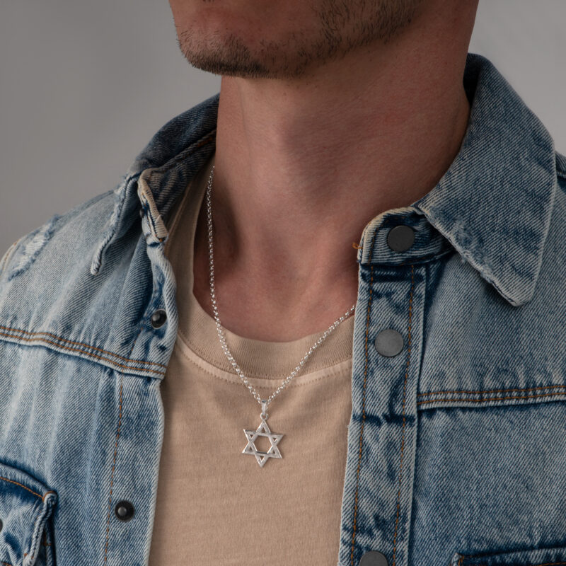 ⁦שרשרת מגן דוד מרוקע לגבר⁩ – תמונה ⁦3⁩
