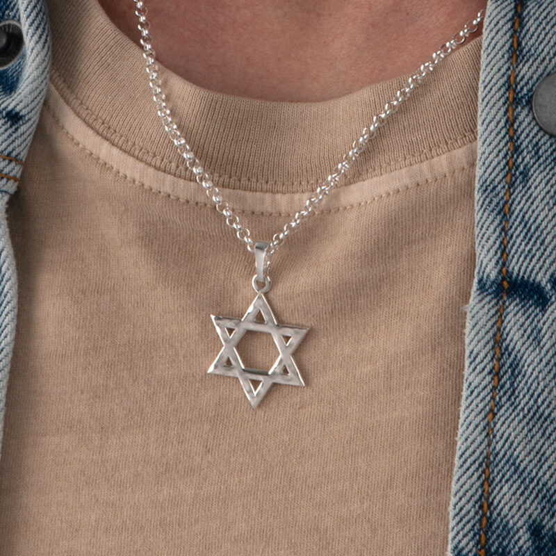 שרשרת מגן דוד מרוקע לגבר