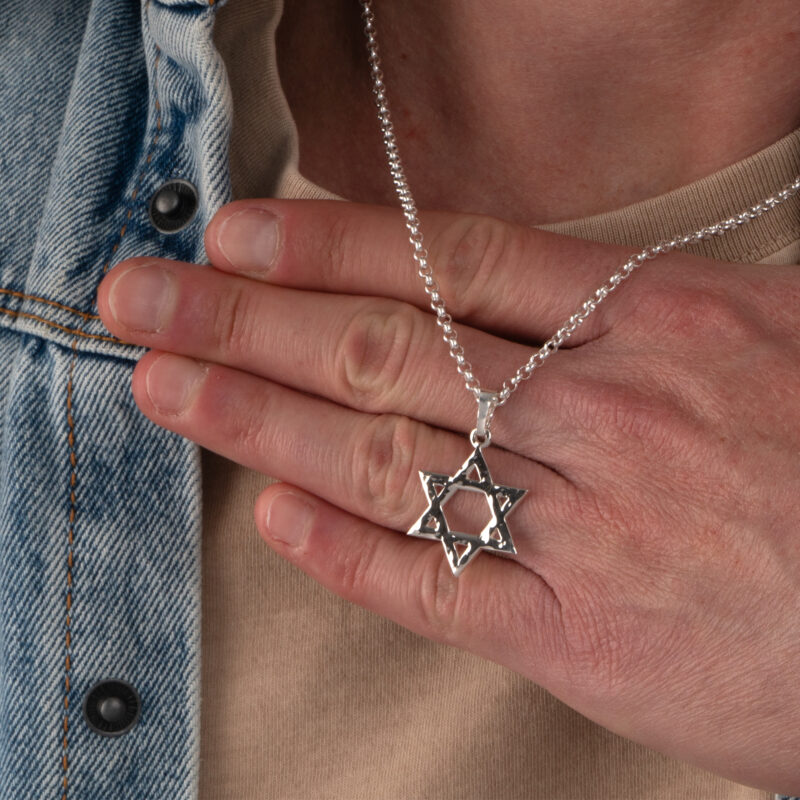 ⁦שרשרת מגן דוד מרוקע לגבר⁩ – תמונה ⁦4⁩