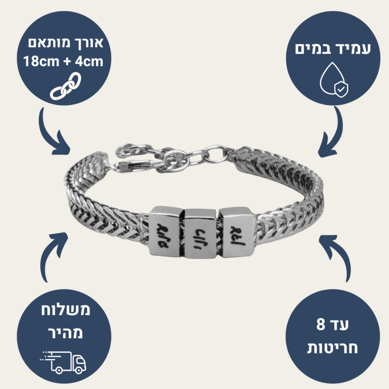 ⁦צמיד חריטות כסוף לגבר⁩ – תמונה ⁦6⁩