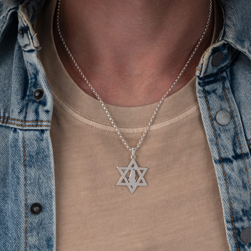 ⁦שרשרת מגן דוד עם מפת ארץ ישראל לגבר⁩ – תמונה ⁦5⁩