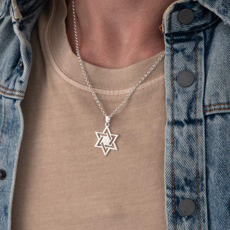 שרשרת מגן דוד שזור לגבר