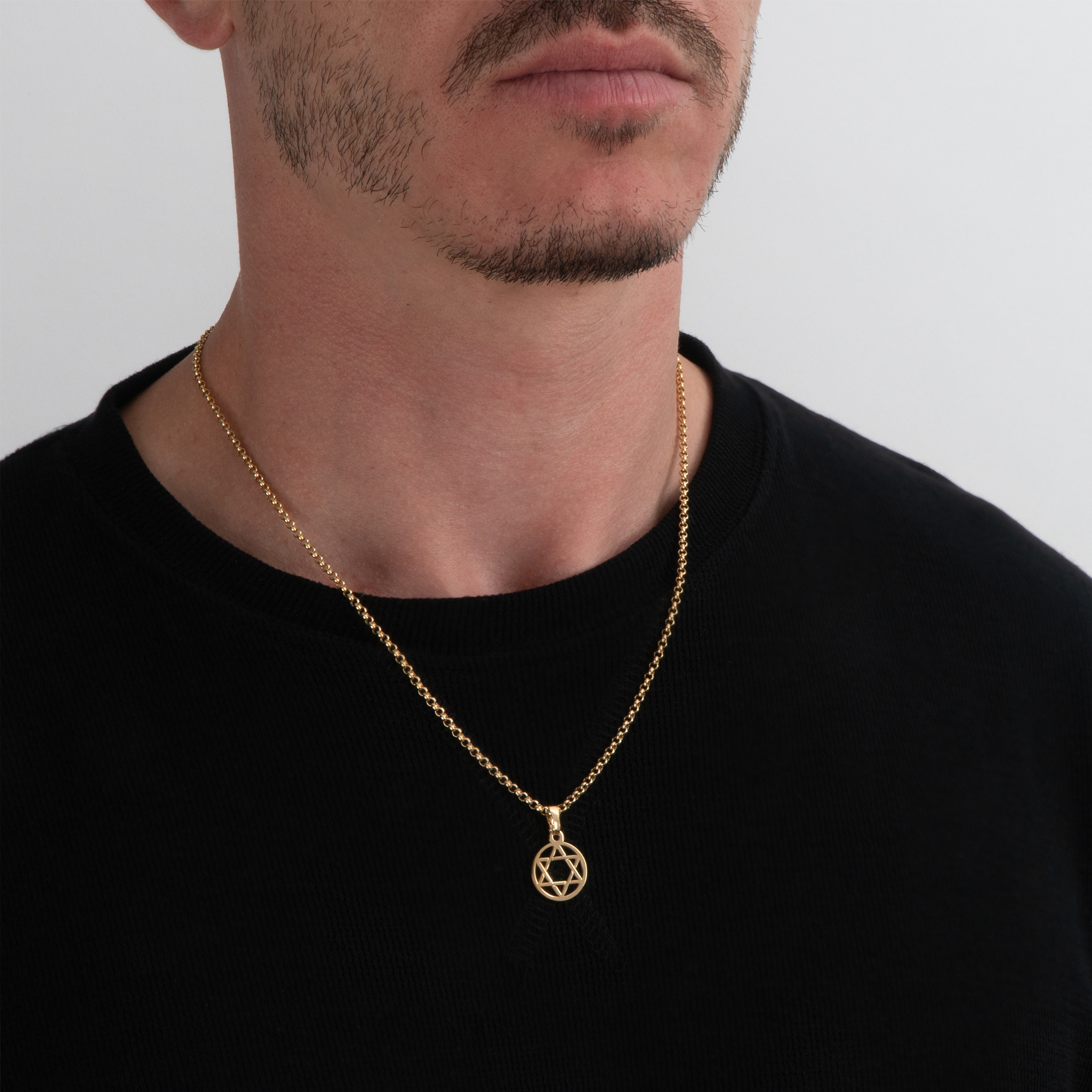 שרשרת עיגול עם מגן דוד לגבר – תמונה 5