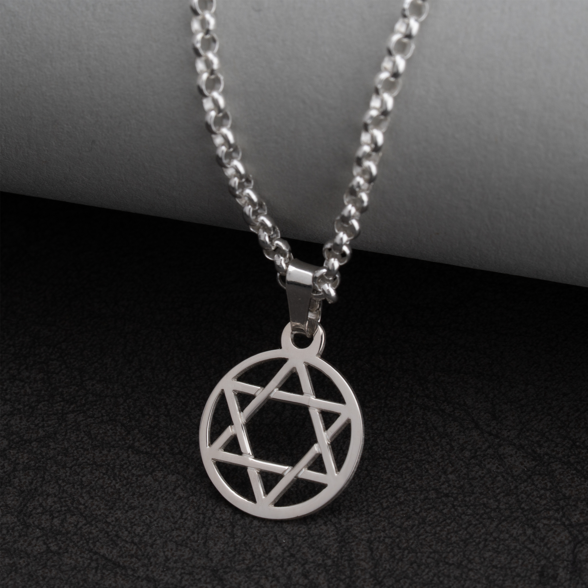 שרשרת עיגול עם מגן דוד לגבר – תמונה 4