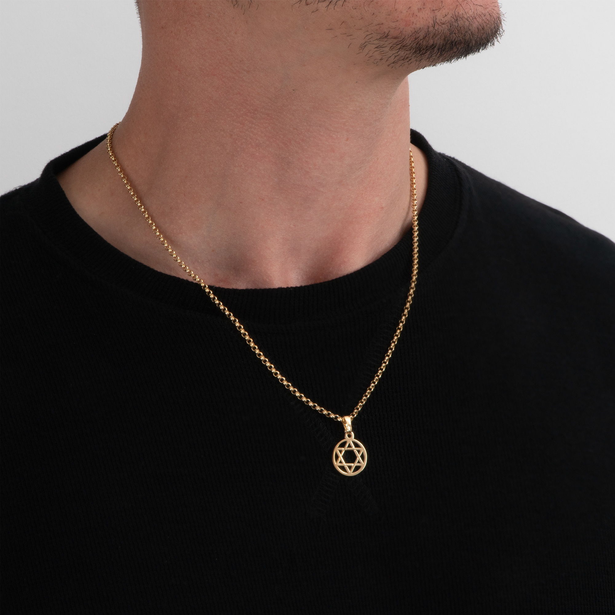 שרשרת עיגול עם מגן דוד לגבר – תמונה 6